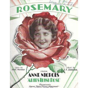 Rosemary Sheet Music 1928 Nancy Carroll Abie’s Irish Rose Astoria OR